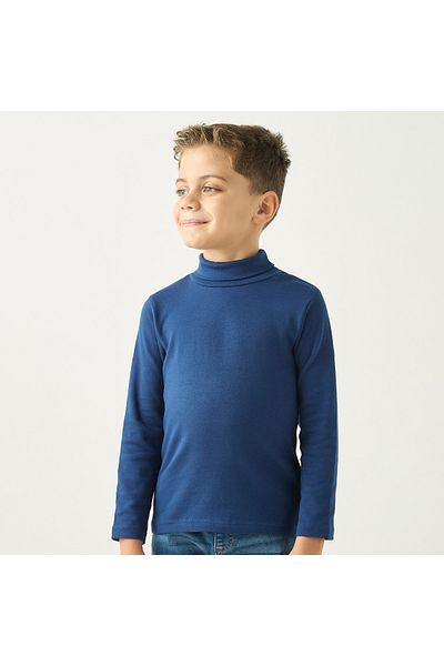 Juniors تي شيرت سادة بياقة مدورة وأكمام طويلة