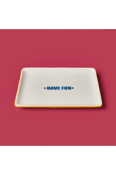 Evidea Kitchen Have Fun Serving Plate - Yellow / Blue - 13X18 cm