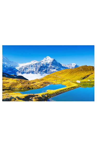 StoryGift Romania Tablou Canvas Drumetie Si Tramontana La Lacul Bachalpsee Calatorie, Natura, Lac, Munti, Peisaj