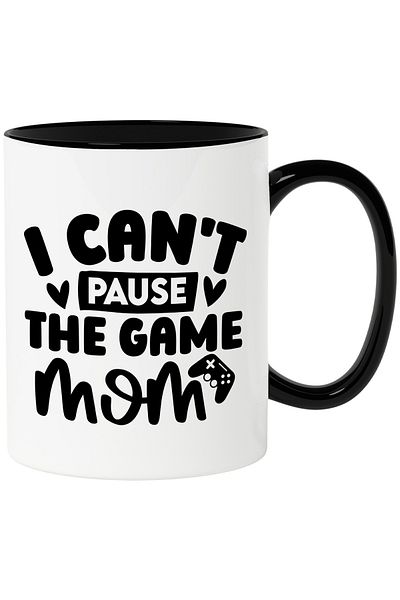 StoryGift Romania Mug with hearts and the text "I can't pause, mom" - online video games with M, Cu, STG