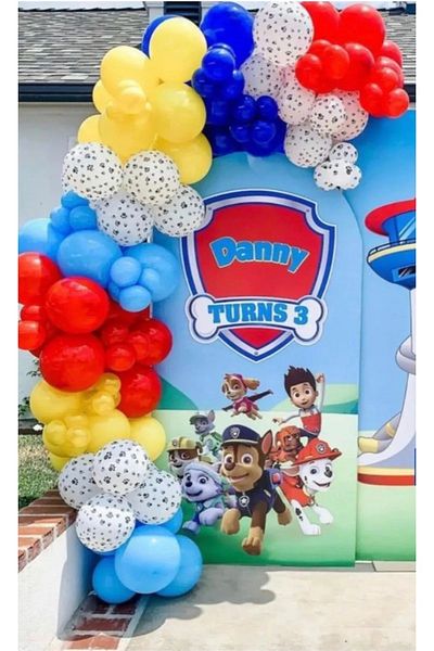 ATAKENT PARTİ Paw Patrol Paw Balloon Birthday Concept Αλυσίδα μπαλονιών 100 τεμαχίων Balloon Paw Petrol Birthday Party