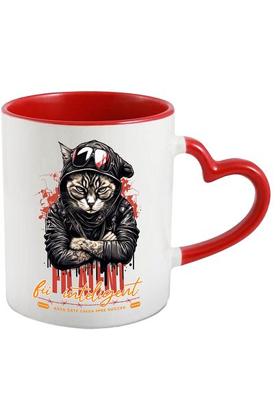 StoryGift Romania Mug Gangster Cat with Glasses, text be careful, 330ml, Ceramic with Handle, With, STG