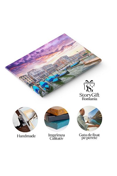 StoryGift Romania Tablou Canvas Vedere Uimitoare A Canalelor Orasului Venetian, Italia, Arhitectura, Apa, Vara, S