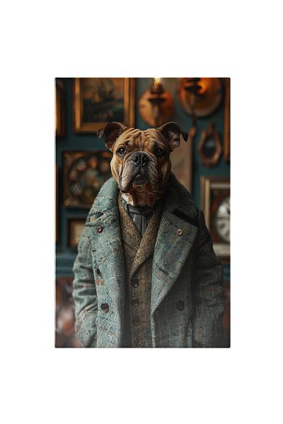 StoryGift Romania Tablou Canvas Nobilul Bot Sofisticat În Camera De Lucru Îmbrăcat În Costum Și Palton De Stofă ,