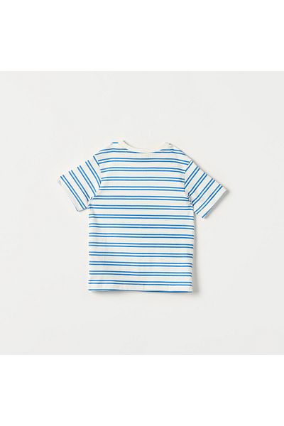 Juniors Striped Print T-Shirt With Short Sleeves And Crew Neck