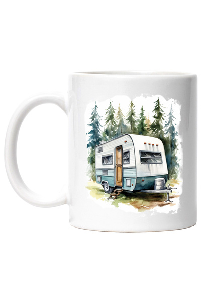 StoryGift Romania Cana Cu Peisaj: Padure, Rulota, Brazi, Watercolor, Camping,...
