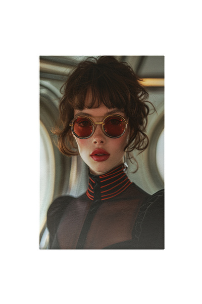 StoryGift Romania Tablou Canvas Elegant Lady Cu Par Saten Si Breton Cu Ochela...