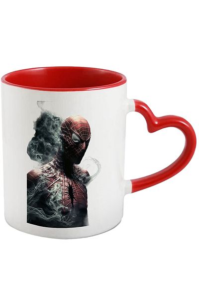 StoryGift Romania Realistic Superhero Portrait Mug, Man in Spiderman Custom, Black Smoke, Apple, With,STG