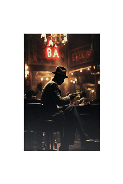 StoryGift Romania Tablou Canvas: Barbat Misterios Intr-un Bar Unde Bea Un Pah...