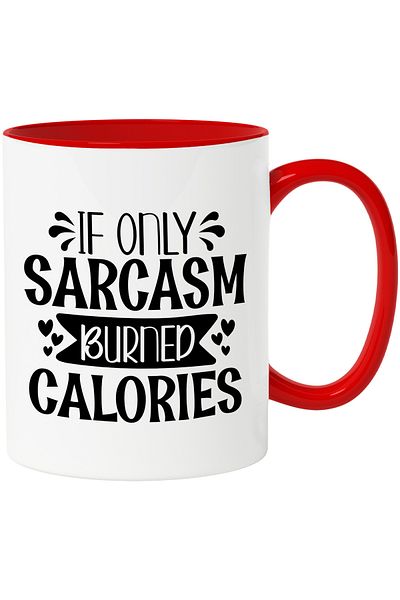 StoryGift Romania Mug with hearts and the message "If only sarcasm burned calories" - weight loss, With, STG
