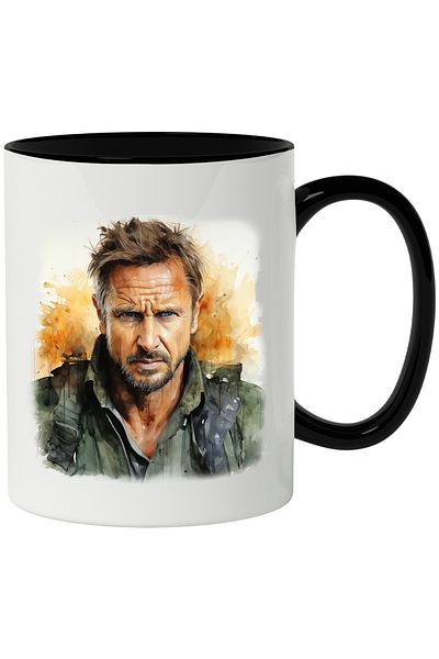 StoryGift Romania Mug With Liam Neeson, Actor, Celebrity, Film, Hollywood, Multicolor 330 ml, Sky, With ,STG