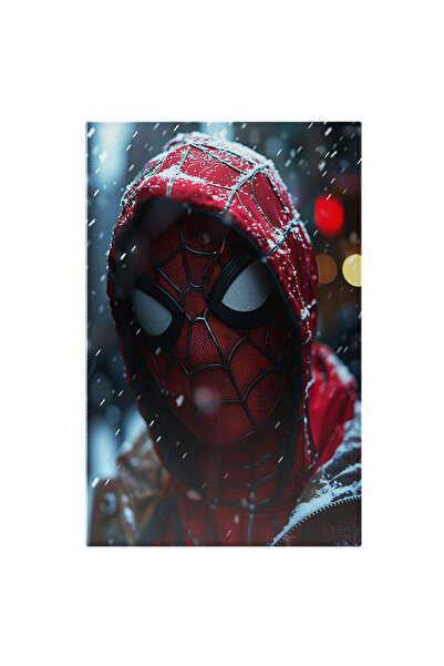 StoryGift Romania Tablou Canvas Supererou Din Benzile Marvel Omul Paianjen Cu Gluga Pe Cap Sta In Ninsoare Cu Ge