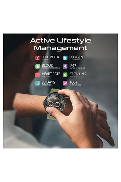 Promate Smartwatch xWatch-R19 for Men - 1.53 inch - Supports Bluetooth - Water Resistant - Green