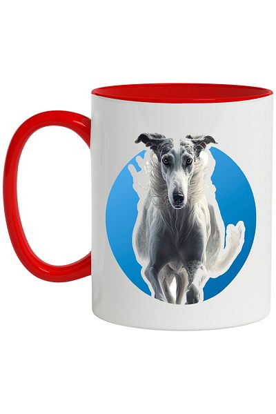 StoryGift Romania Mug With Puppy, Fur, Running, Greyhound, Breed, Multicolor 330 ml, Ceramic with , With ,STG