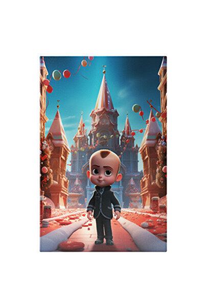 StoryGift Romania Tablou Canvas: Baby Boss, Bebe Sef In Lumea Colorata De Craciun Cu Brazi Impodobiti Si Panglic