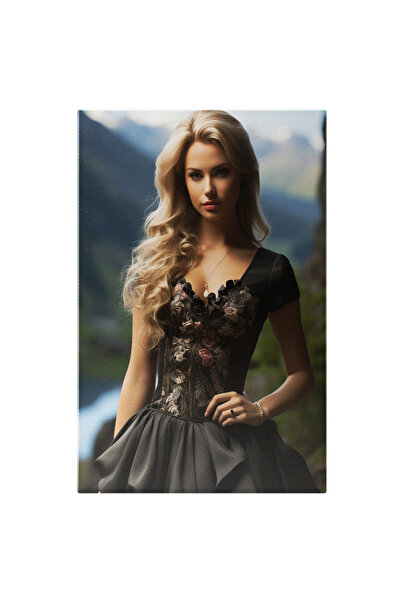 StoryGift Romania Tablou Canvas: Lady In Black Femeie Imbracata In Rochie Nea...