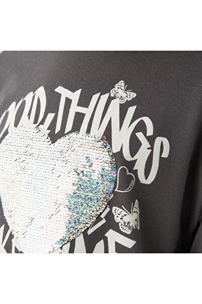 Juniors Embellished Round Neck T-Shirt With Long Sleeves