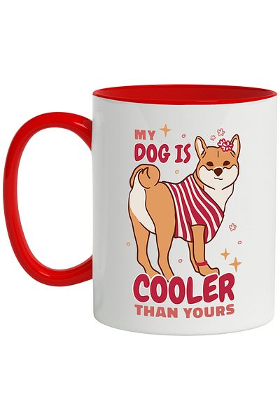 StoryGift Romania Mug With Message My Dog Is Cooler Than Yours, Shiba Inu, Stars, Multicolor 330 ml, , With ,STG