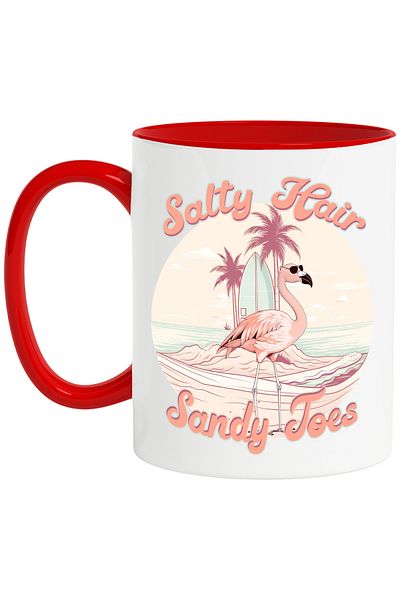 StoryGift Romania Mug with the message "Salty hair, sandy toes", summer, vacation, relaxation, holiday, illu, With ,STG