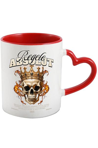StoryGift Romania Absolute King Mug - Skeletons with Flaming Crown, 330ml, Ceramic with Handle I, With,STG