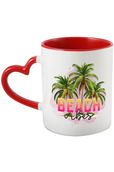 StoryGift Romania Mug with the message "Beach vibes", summer, vacation, relaxation, holiday, illustration, pl, With ,STG