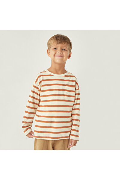Juniors Striped Long Sleeves T-Shirt With Chest Pocket