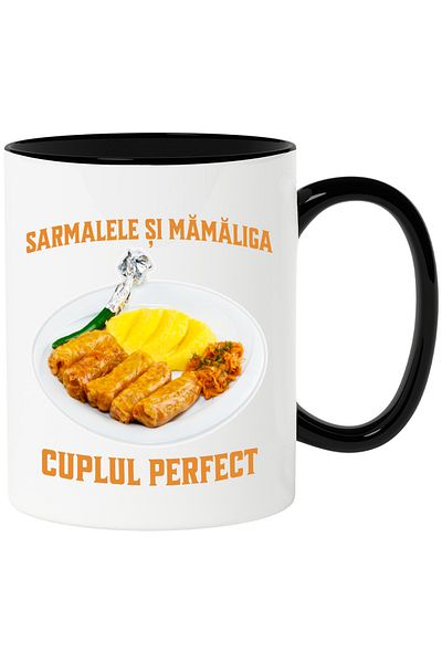 StoryGift Romania The perfect couple mug, sarmale and polenta, traditional food, 330ml, Ceramic c, Cu, STG