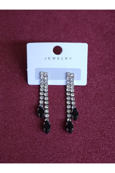 Avcıoğlu Aksesuar أقراط نسائية مكونة من صفين من الزركون والكريستال على شكل لو...