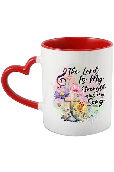 StoryGift Romania Mug with the message "The Lord is my strength and my song - Exodus 15:2", religion, il, Cu, STG