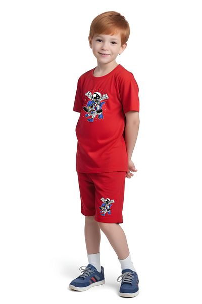FYK KİDS Children's Tee-Shorts Astranote Printed Bottoms Suit
