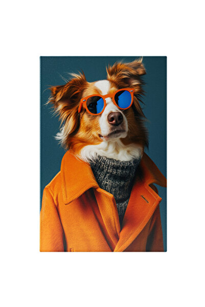 StoryGift Romania Tablou Canvas Caniș Australian Shepherd Cu Pulover Tricotat...