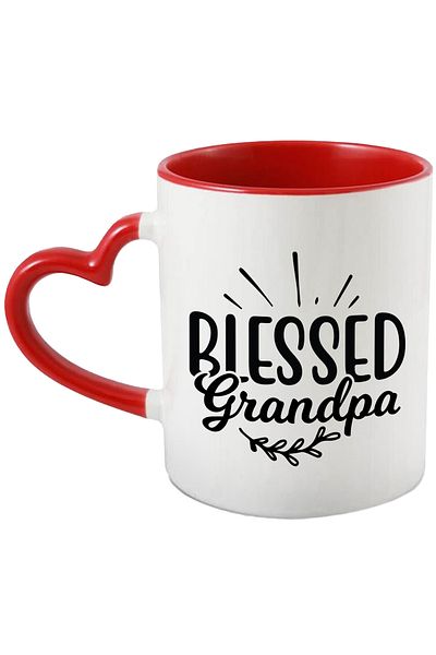 StoryGift Romania Mug for a grandfather blessed with good children and grandchildren with Heart Handle R, Cu, STG