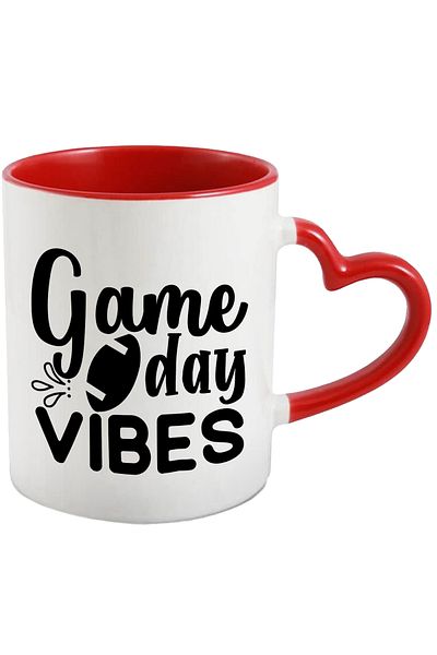StoryGift Romania Mug with an American football ball and the text "Game day vibes" - game day vibes a, Cu,STG