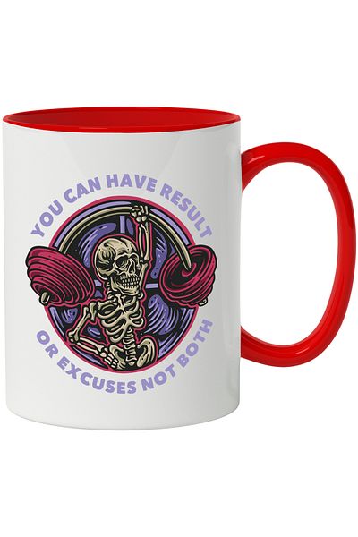 StoryGift Romania Mug With Message In English You Can Have Result Or Excuses Not Both, Skeleton, Heavy, With ,STG