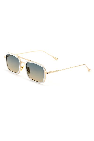 Angel Eyes Rectangle Design Gold White Frame Green Double Color Glass Sunglasses Women&Men Ce Certificated Uv400