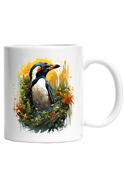StoryGift Romania Cana Cu Pinguin, Flori, Frunze, Tropical, Animal, Apus, Mul...