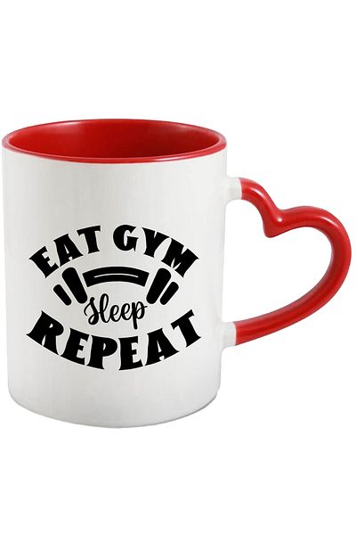 StoryGift Romania Mug with a dumbbell and the text "Eat gym, sleep, repeat" - eat gym, sleep, repeat, With ,STG