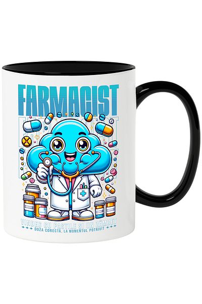 StoryGift Romania Mug Cloud in medical suit Text Pharmacist, Correct dose, at the right time, With,STG