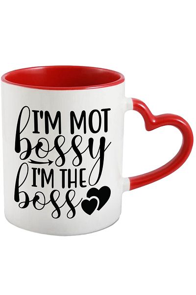 StoryGift Romania Heart mug for those who are the real bosses/bosses with Heart Handle Ro, Cu, STG