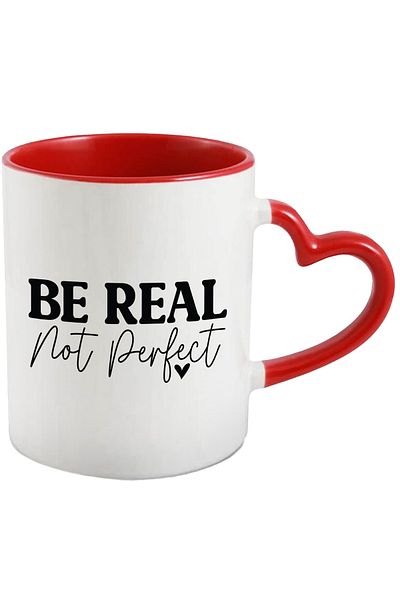 StoryGift Romania Mug with heart and text "Be real, not perfect" - be real, not perfect with Man, Cu,STG
