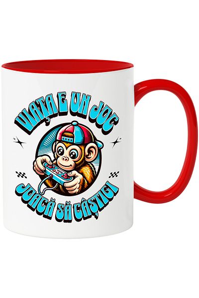 StoryGift Romania Mamimuta Gamer Mug Life is a game, play to win, 330ml, Ceramic with Ro Handle, With, STG