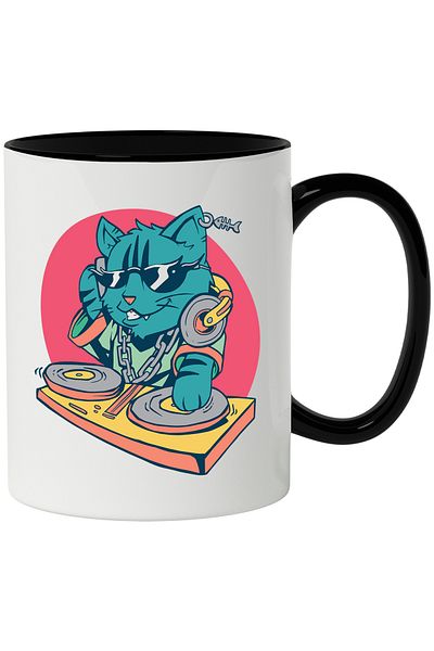 StoryGift Romania Cat Mug, Fish, Earrings, Headphones, DJ, Chain, Sunglasses, Multicolor 33, With ,STG