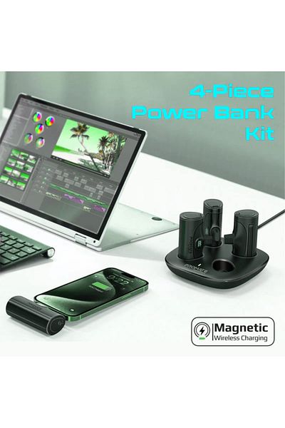 Promate Mini Power Bank Set DeltaPack 5000mAh Capacity - 4 Pieces - Black