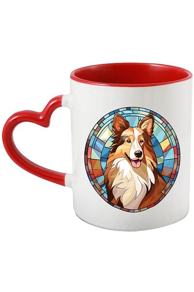 StoryGift Romania Mug with a happy dog ​​in mosaic style, illustration, glass, abstract, for love, With ,STG
