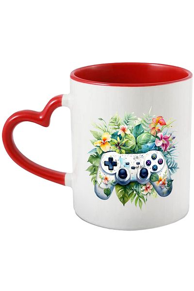 StoryGift Romania Mug with an old controller, illustration, retro style, old, flowers, plants, reminder, With ,STG