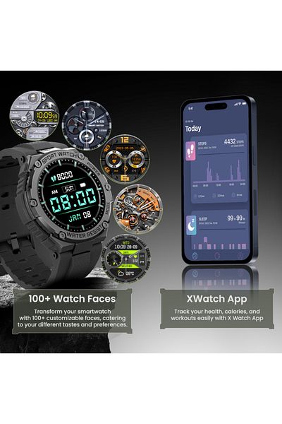 Promate Smartwatch xWatch-R19 for Men - 1.53 inch - Supports Bluetooth - Water Resistant - Black