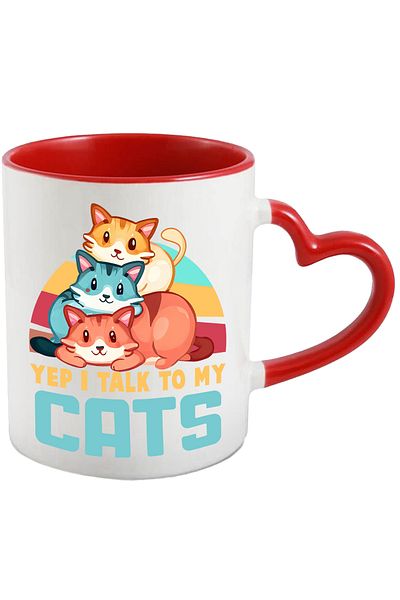 StoryGift Romania Cat mug with the message "Yep, I talk to my cats", speaks to cats, illustrated, With ,STG