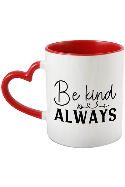 StoryGift Romania Mug with the text in English "Be kind. Always" - be kind always with Red Heart Handle, With ,STG