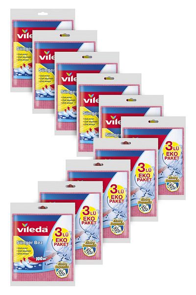 Vileda Nature Soluble 3-piece Sponge Cloth - 10 Pack