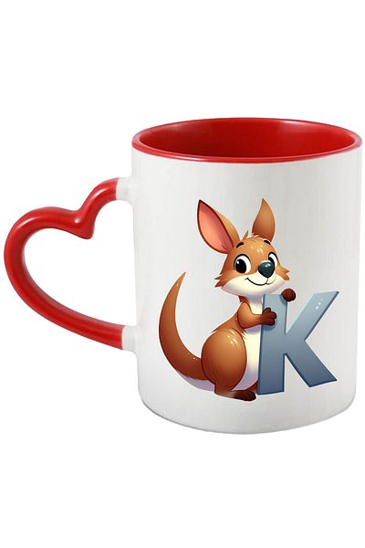 StoryGift Romania Mug with a kangaroo with the letter "K", illustration, for children, school, student, alphabet, With, STG